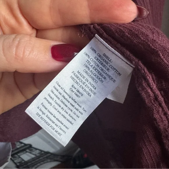 NWT FAHERTY Willa Button Front Peasant Blouse Organic Cotton Catawaba Grape Sz M - Picture 8 of 13